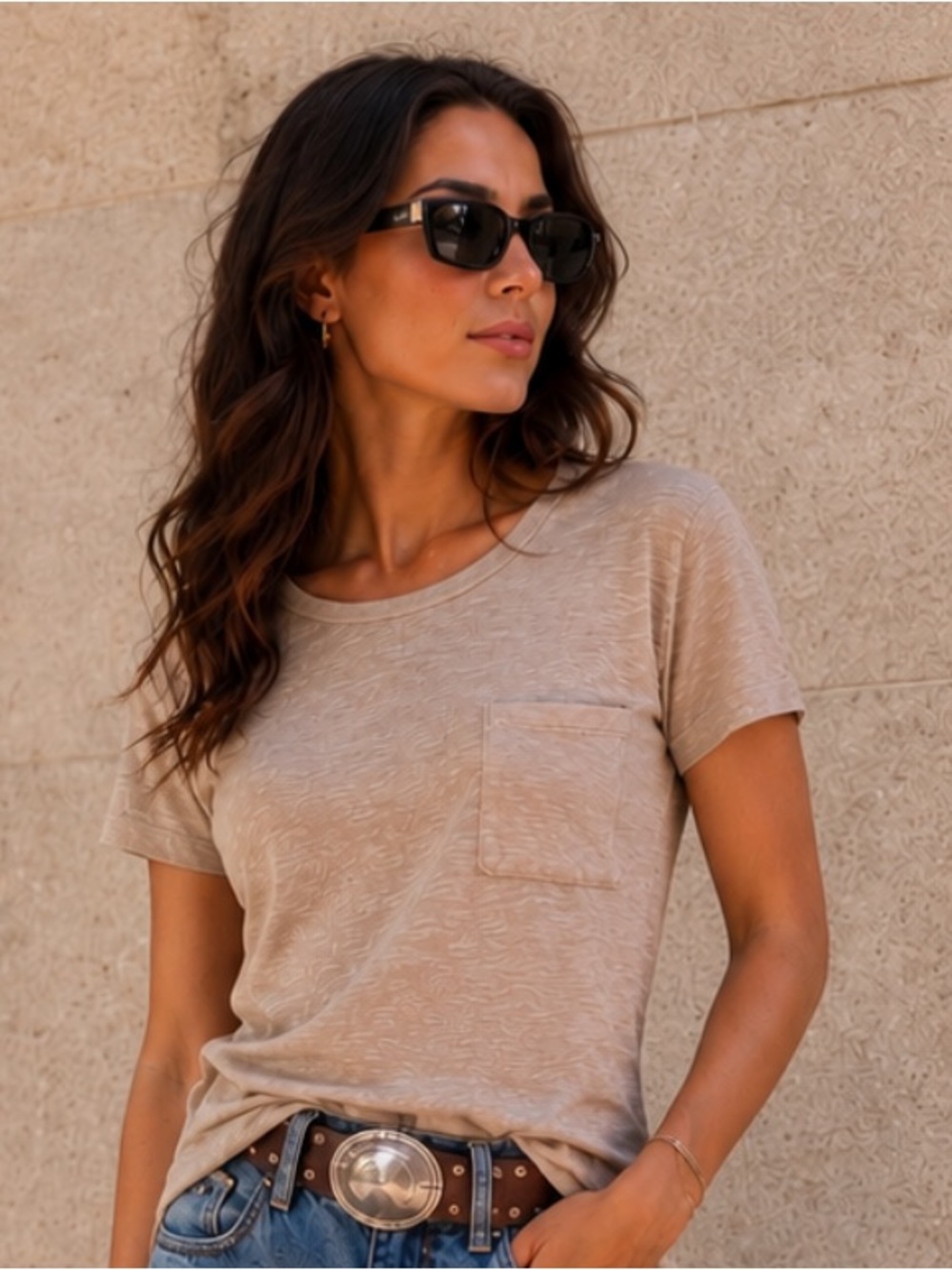 ShopEvelynne Short Sleeve Pocket Tee - Taupe